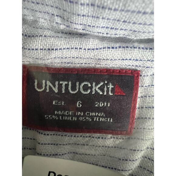 NWT Untuckit Women's Striped Button Angelen Linen Shirt Long Sleeve White Size 6 - Picture 8 of 10